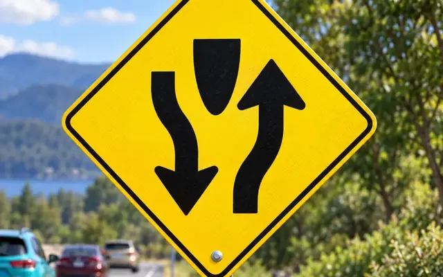 Two-way traffic warning sign
